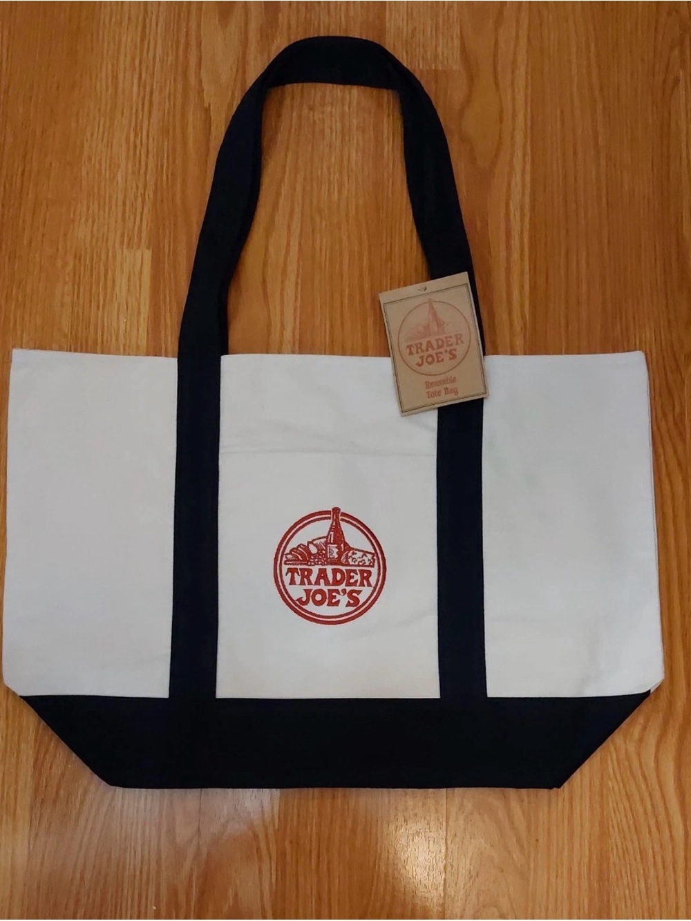 Trader Joe’s Canvas Large Tote Bag Navy Blue Brand NEW with Tag